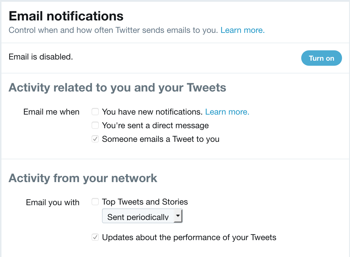 Twitter Email Notification Form